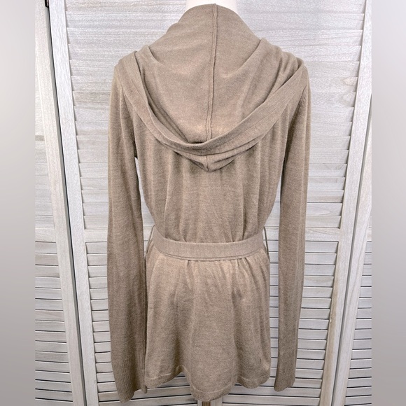 MERONA Women's Hooded Open Front Cozy Belted Cardigan Mocha-XS - Picture 2 of 2